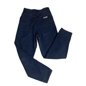 Vintage 80s Gitano Jeans Women’s Juniors Dark Wash Check Box Pattern Size 9/10